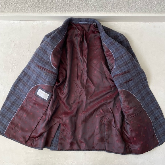 Johnston Murphy Sport Plaid Coat Blue Purple Maroon Size M - Picture 9 of 9